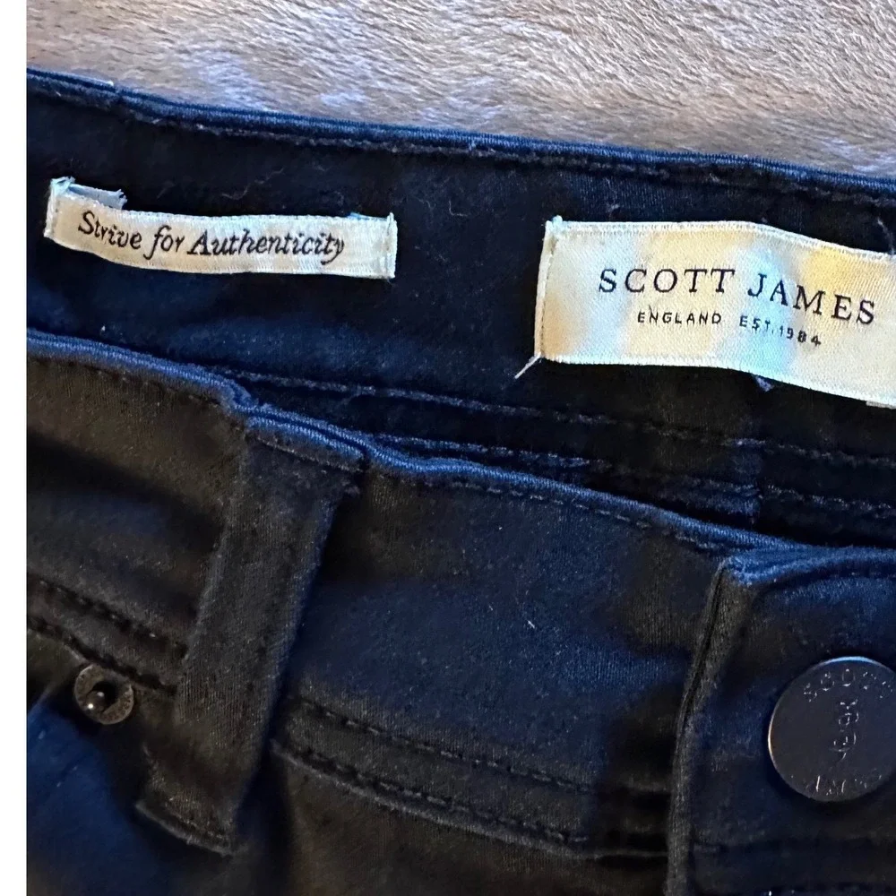 Scott James Black Denim Bermuda Shorts W32 Cuffed Five Pocket Casual Bottoms